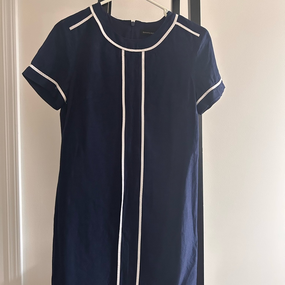Banana Republic Deep Blue Dress with White Accent